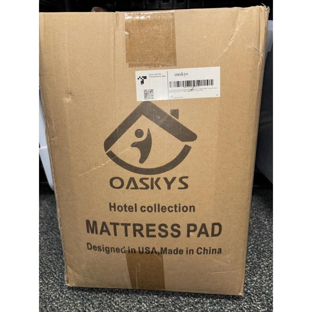 Oaskys Mattress Pad Cover Cooling Pillow Topper Down Alternative Fill White New